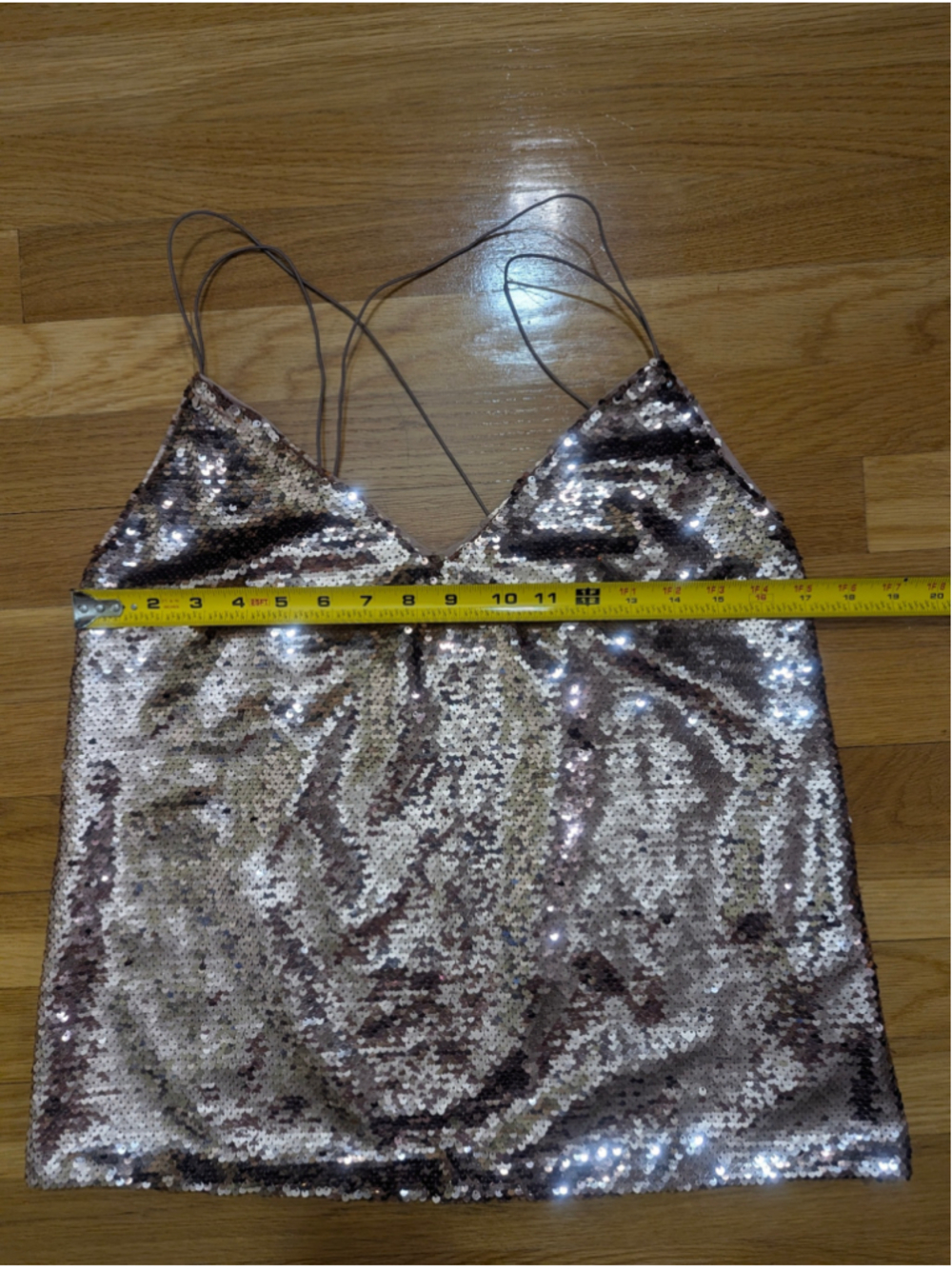 ASOS Rose Gold Sequin Camisole Top Size 6 - Picture 4 of 5